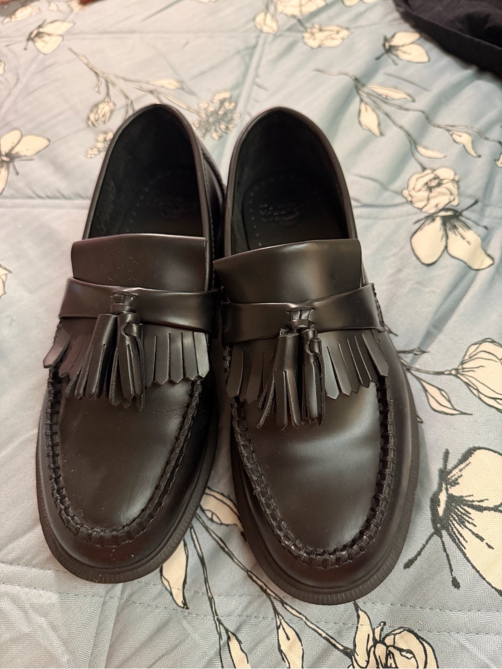 Dr. Martens Black Leather Tassel Kiltie Loafers